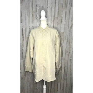 IZOD Men's Long Sleeve Button-Up Shirt Beige Size Large Casual Formal‎